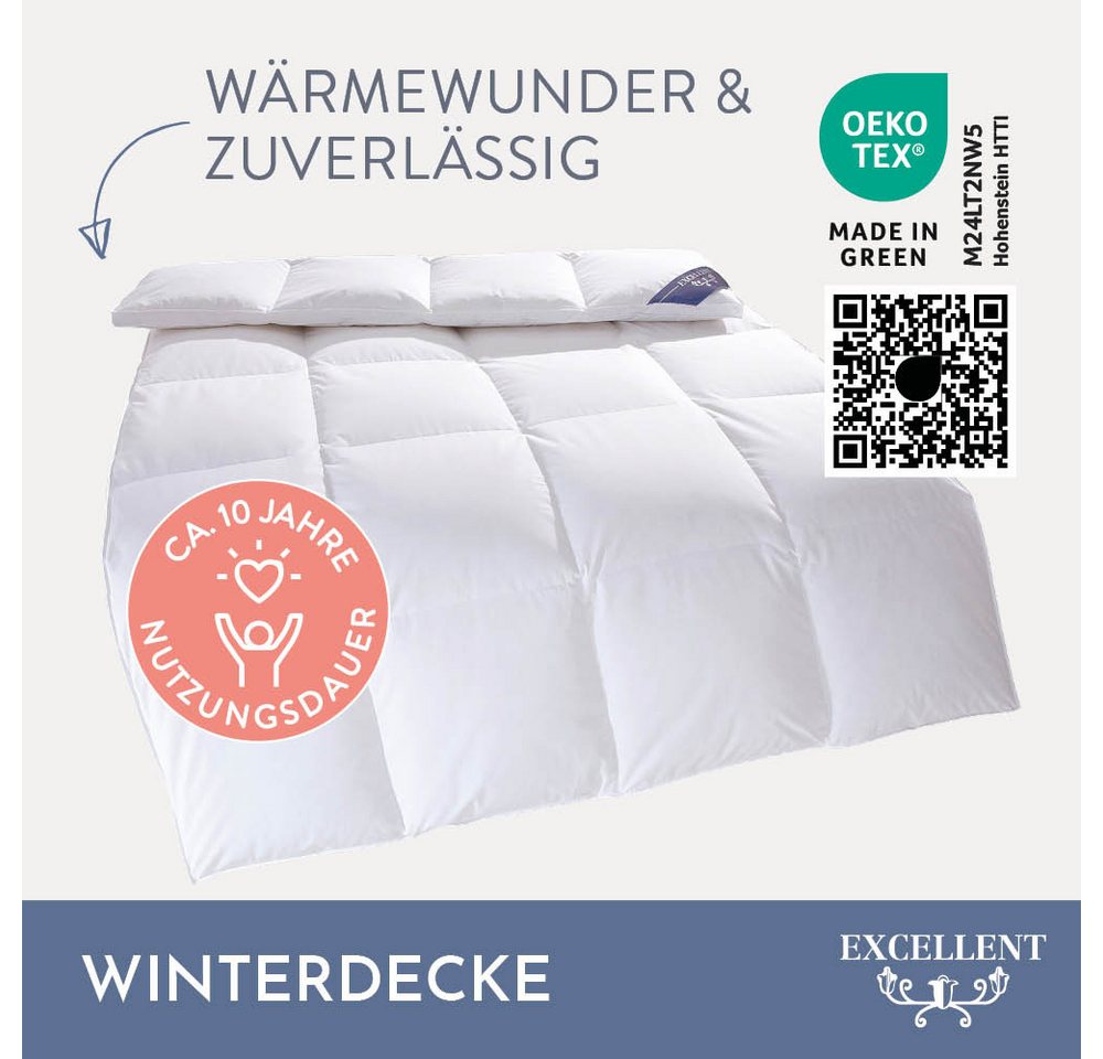 Excellent Daunenbettdecke VENEDIG, Bettdecken für Sommer und Winter, Decke, Füllung: 90% Daunen, 10% Federn, Bezug: 100% Baumwolle, Bettdecke 135x200 cm, 155x22 – Bild 3 von 5
