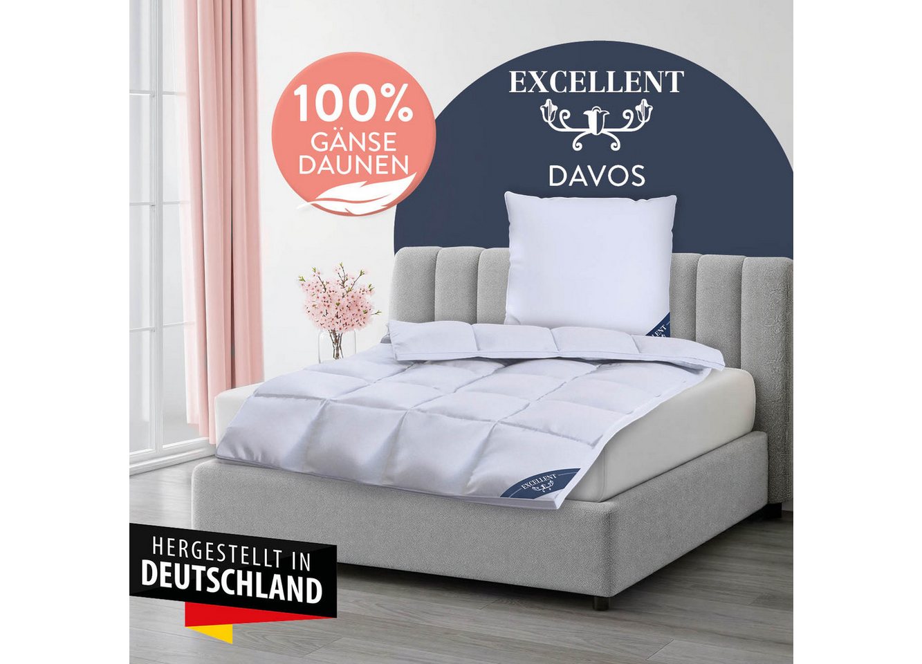 Excellent Gänsedaunenbettdecke Davos, Bettdecken für Sommer und Winter, Decke, 100% Gänsedaune, Füllung: 100% Gänsedaunen, Bezug: 100% Baumwolle, Bettdecke 135x – Bild 2 von 5