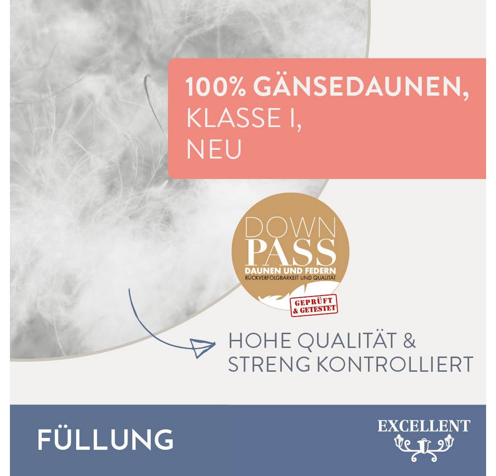 Excellent Gänsedaunenbettdecke Davos, Bettdecken für Sommer und Winter, Decke, 100% Gänsedaune, Füllung: 100% Gänsedaunen, Bezug: 100% Baumwolle, Bettdecke 135x – Bild 5 von 5
