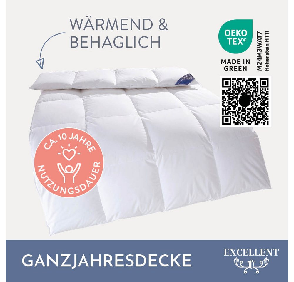 Excellent Gänsedaunenbettdecke Davos, Bettdecken für Sommer und Winter, Decke, 100% Gänsedaune, Füllung: 100% Gänsedaunen, Bezug: 100% Baumwolle, Bettdecke 135x – Bild 3 von 5