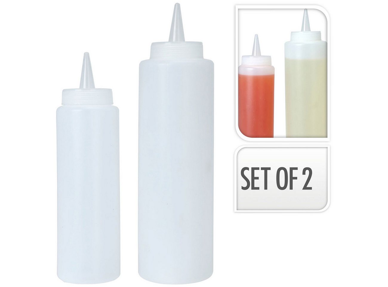 Excellent Houseware Aufbewahrungssystem Garnierflaschen 250ml & 400ml Quetschflaschen aus Kunststoff 2/4er-Set, langlebiger Kunststoff, (2-tlg., 2er-Set & 4er-S – Bild 2 von 2