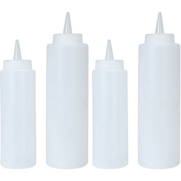 Excellent Houseware Aufbewahrungssystem Garnierflaschen 250ml & 400ml Quetschflaschen aus Kunststoff 2/4er-Set, langlebiger Kunststoff, (4-tlg., 2er-Set & 4er-S
