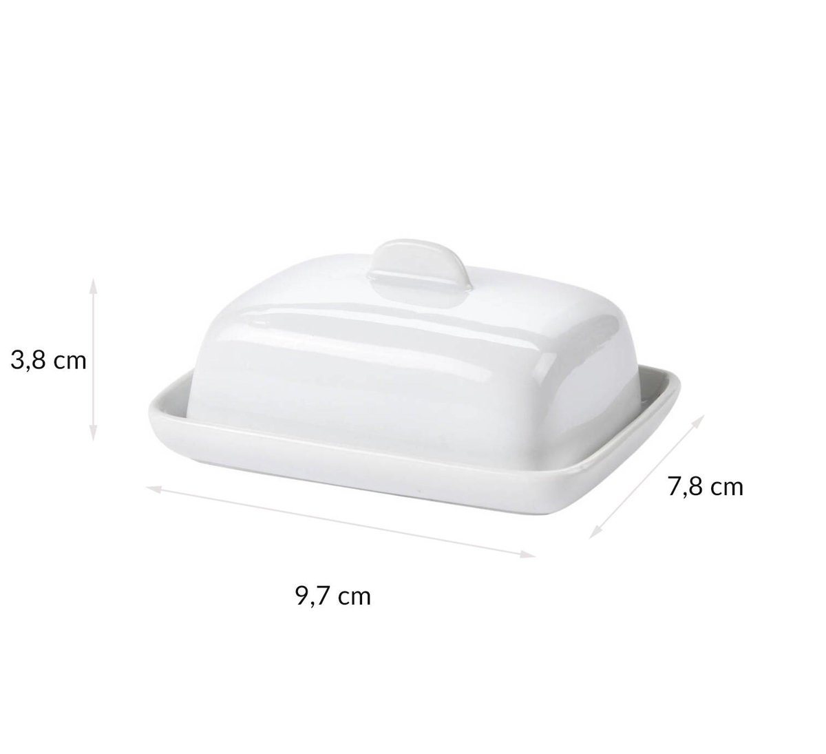 Excellent Houseware Butterdose Butterdose aus Keramik, klein, weiß, Porzellan, (einzeln) – Bild 2 von 3