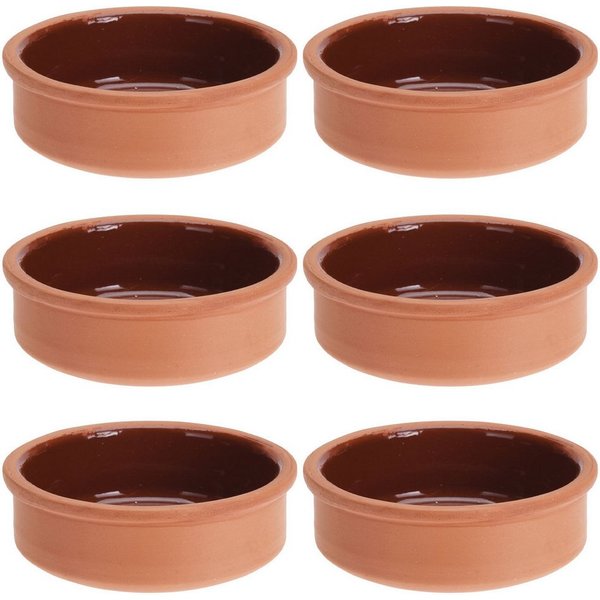 Excellent Houseware Tapas-Schale Tapas Schalen Set Terracotta Ø 12x4 cm, 3er-/6er-Set braun glasiert, (6-tlg), Tapas-Schale 160 g, innen glasiert, außen rau, hi