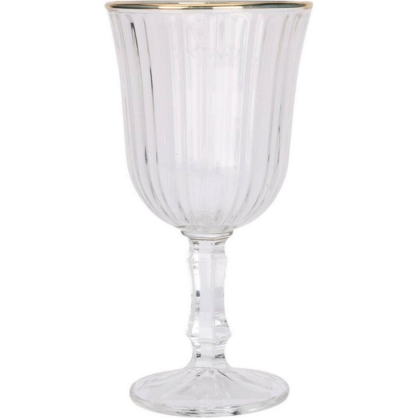 Excellent Houseware Weinglas Gestreiftes Weinglas mit goldenem Rand, 240 ml, Glas, mit goldenem Rand