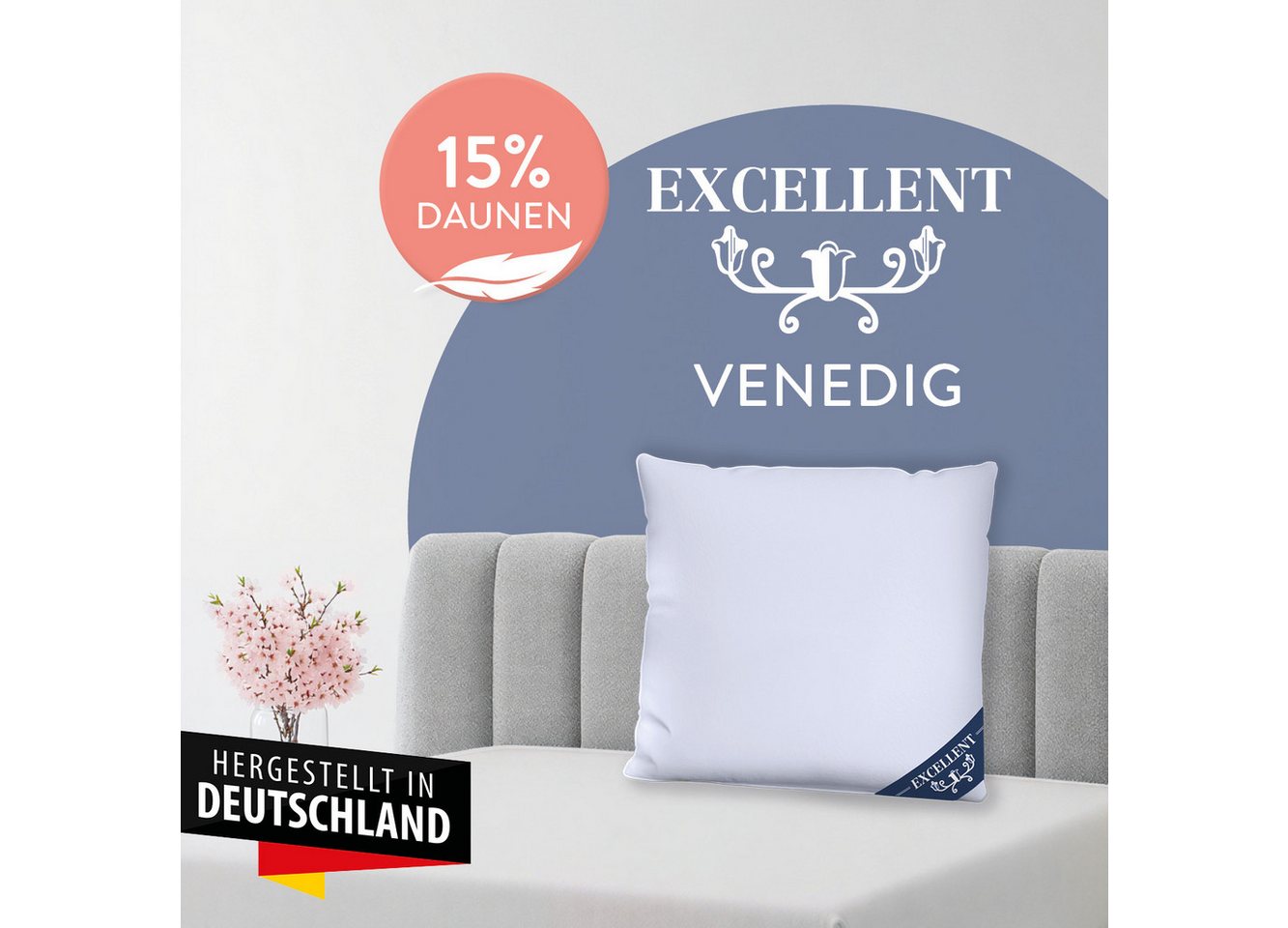 Excellent Kopfkissen Venedig, Kuschel- oder Kopfkissen 1-tlg. oder 2 -tlg., Daunen & Federn, Füllung: 85% Federn / 15% Daunen, Bezug: 100% Baumwolle, Seitenschl – Bild 2 von 5