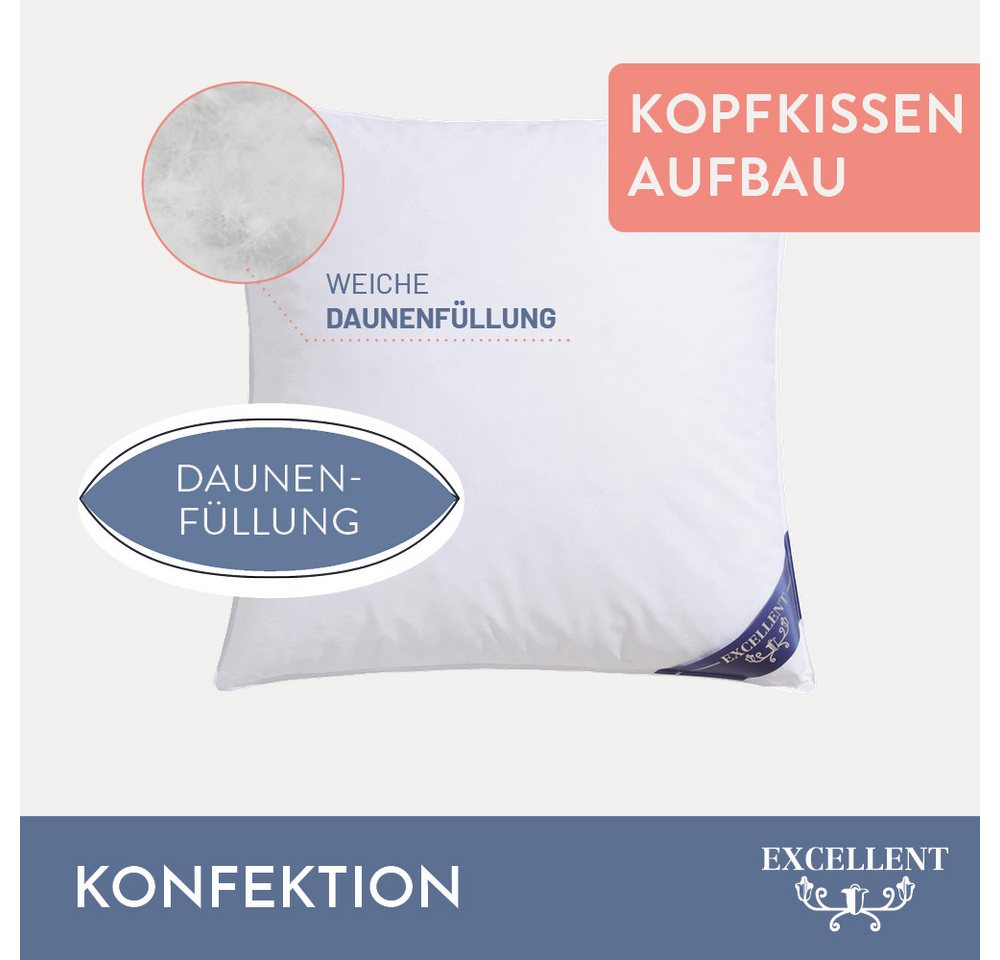Excellent Kopfkissen Venedig, Kuschel- oder Kopfkissen 1-tlg. oder 2 -tlg., Daunen & Federn, Füllung: 85% Federn / 15% Daunen, Bezug: 100% Baumwolle, Seitenschl – Bild 5 von 5