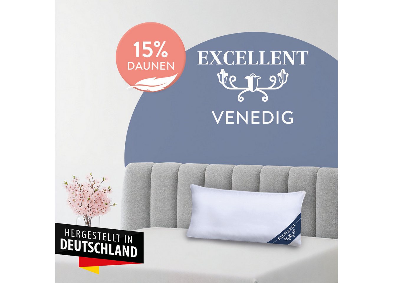 Excellent Kopfkissen Venedig, Kuschel- oder Kopfkissen 1-tlg. oder 2 -tlg., Daunen & Federn, Füllung: 85% Federn / 15% Daunen, Bezug: 100% Baumwolle, Seitenschl – Bild 2 von 5