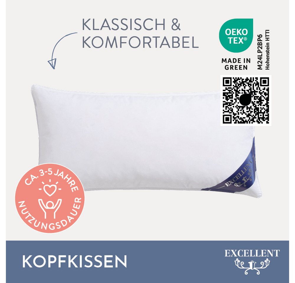 Excellent Kopfkissen Venedig, Kuschel- oder Kopfkissen 1-tlg. oder 2 -tlg., Daunen & Federn, Füllung: 85% Federn / 15% Daunen, Bezug: 100% Baumwolle, Seitenschl – Bild 3 von 5