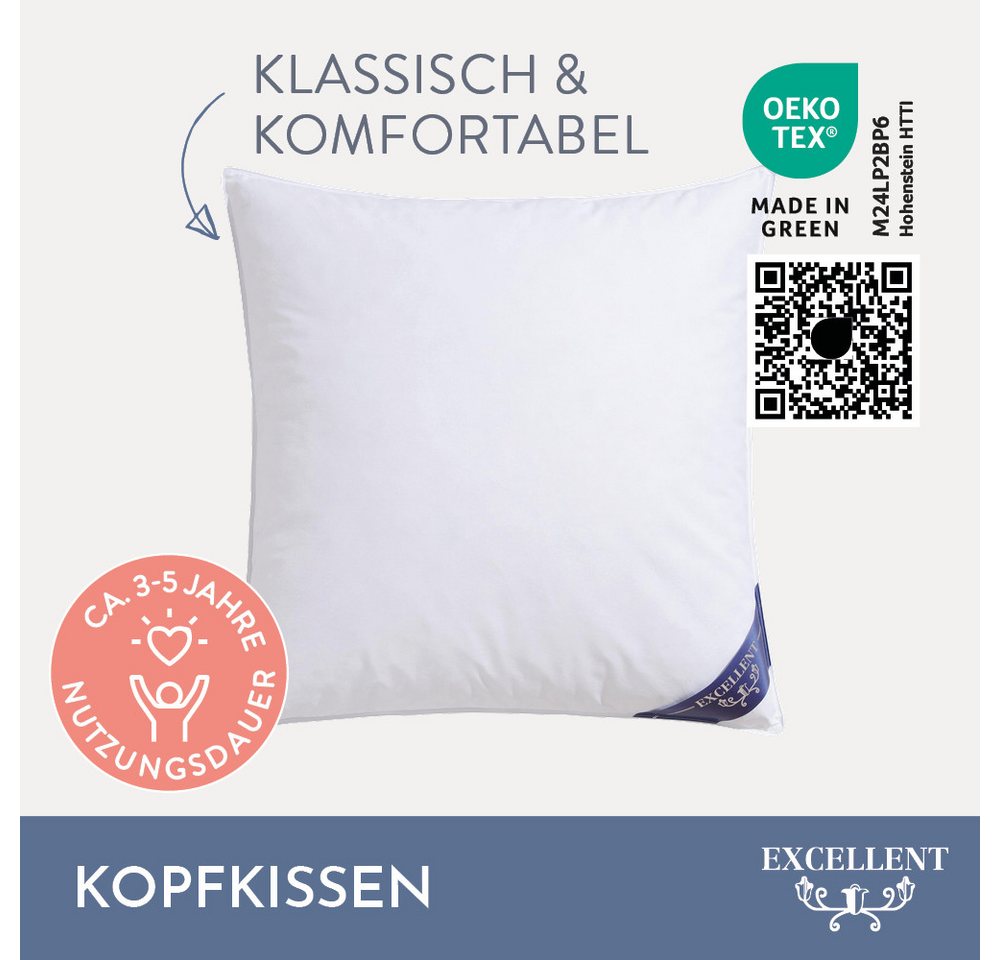 Excellent Kopfkissen Venedig, Kuschel- oder Kopfkissen 1-tlg. oder 2 -tlg., Daunen & Federn, Füllung: 85% Federn / 15% Daunen, Bezug: 100% Baumwolle, Seitenschl – Bild 3 von 5
