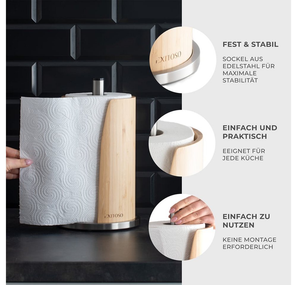 Exitoso Küchenrollenhalter ST Pole Küchenrolle, Küchentücher Stand Arbeitsplatte Bad Küche Büro Restaurant – Bild 2 von 5