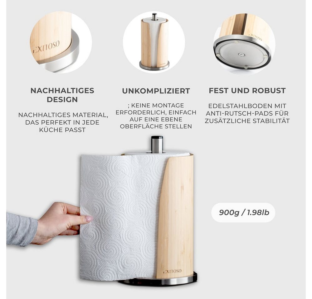 Exitoso Küchenrollenhalter ST Pole Küchenrolle, Küchentücher Stand Arbeitsplatte Bad Küche Büro Restaurant – Bild 5 von 5