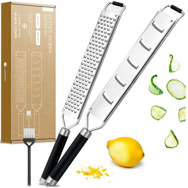 Exitoso Zitruszester Zitronenreibe 2er-Set, Ideal für Ingwer Knoblauch Muskatreibe Zitrusfrüchte, rostfrei