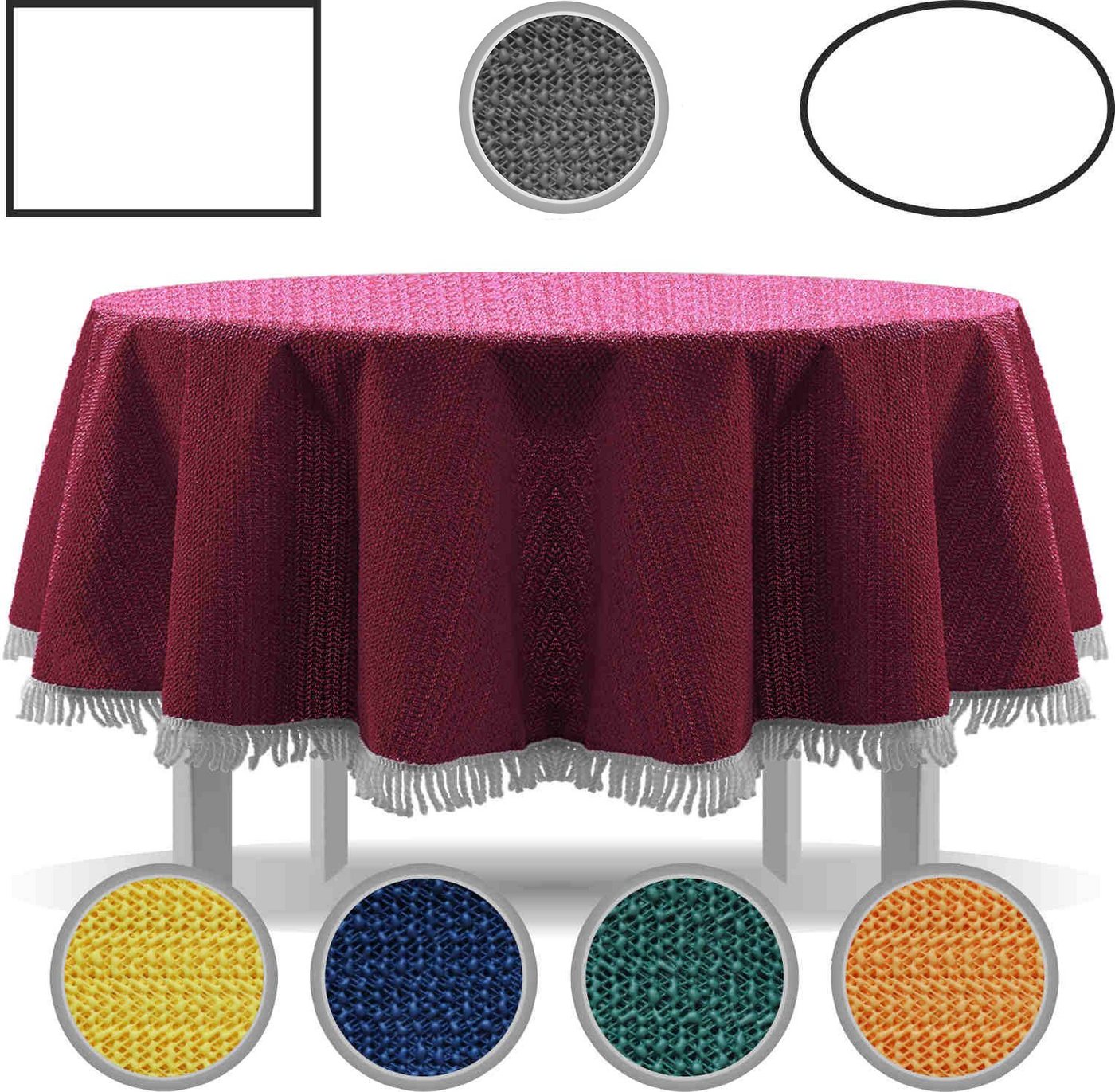 EXKLUSIV HEIMTEXTIL Gartentischdecke Gartentischdecke mit Fransen Tischdecke Classic, rund – Bild 3 von 4