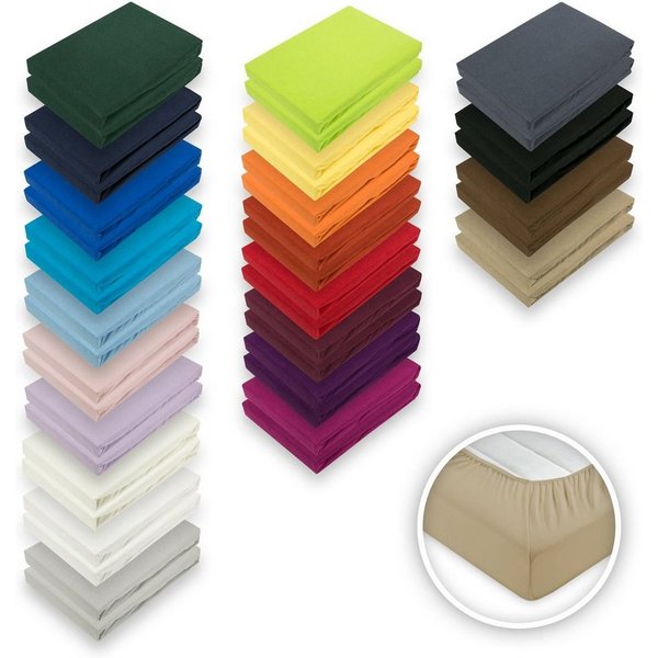EXKLUSIV HEIMTEXTIL Spannbettlaken Doppelpack Jersey Spannbettlaken 90 - 100 x 200 cm, Jersey, Gummizug: rundum, (2 Stück)