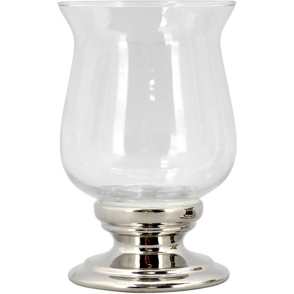 Exner GmbH Garten- & Wohnaccessoires Windlicht WindLicht ArgenT - silber - Keramik - 13x13x20 cm