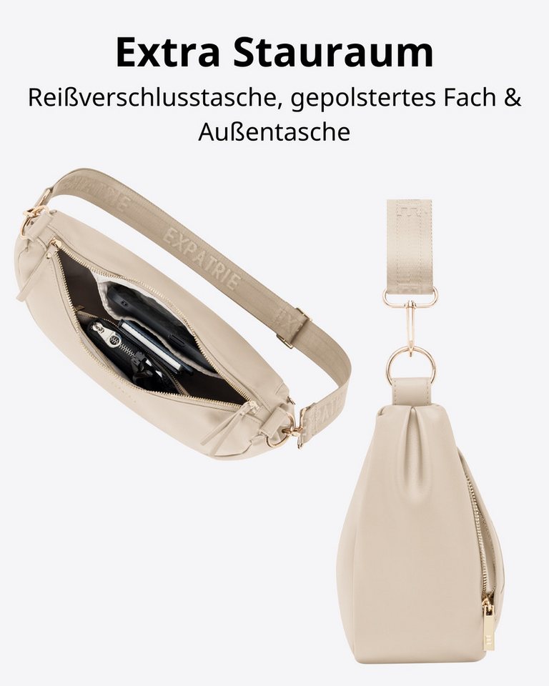 Expatrié Umhängetasche Lea Medium Half Moon Bag Schultertasche, Elegante Crossbody Bag in Halbmond Form, Wasserabweisend – Bild 5 von 5