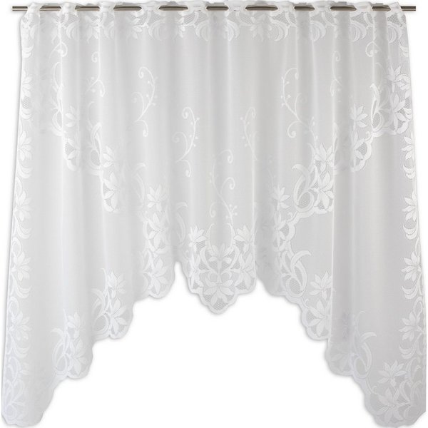 EXPERIENCE Scheibengardine Scheibengardine Bistrogardine Jacquard 2308 105x150 cm Weiß, Durchzuglöcher, halbtransparent, Store