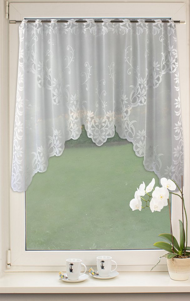 EXPERIENCE Scheibengardine Scheibengardine Bistrogardine Jacquard 2308 105x150 cm Weiß, Durchzuglöcher, halbtransparent, Store – Bild 2 von 5