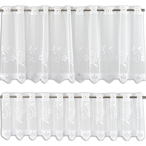EXPERIENCE Scheibengardine Bistrogardinen Set Scheibengardinen 2305 30, 50 x 160 cm Weiß Grafisch (2 St), Durchzuglöcher, halbtransparent, Wirkware, Wirkgardine