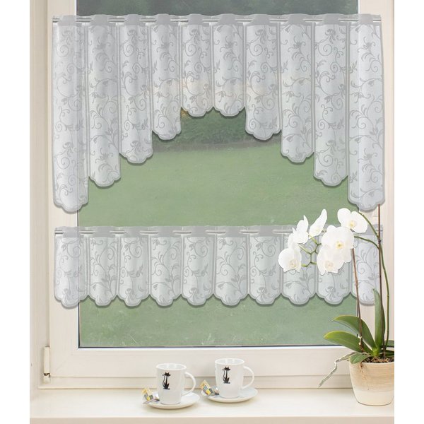 EXPERIENCE Scheibengardine Bistrogardinen Set Scheibengardine Küchengardine 2344 30, 75 x 150 cm Weiß Bistrobogen Ornamente (2 St), Stangendurchzug, halbtranspa