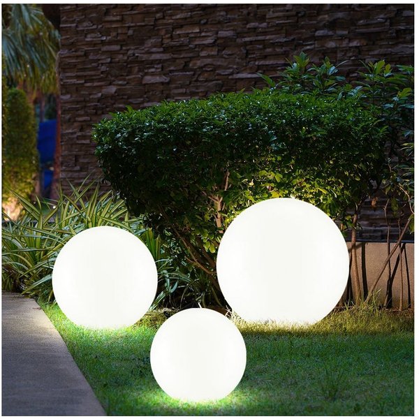 Expo Börse LED Gartenleuchte, LED-Leuchtmittel fest verbaut, 3er Set LED Solar Leuchten Kugeln Außen Beleuchtungen Lampen Weiß