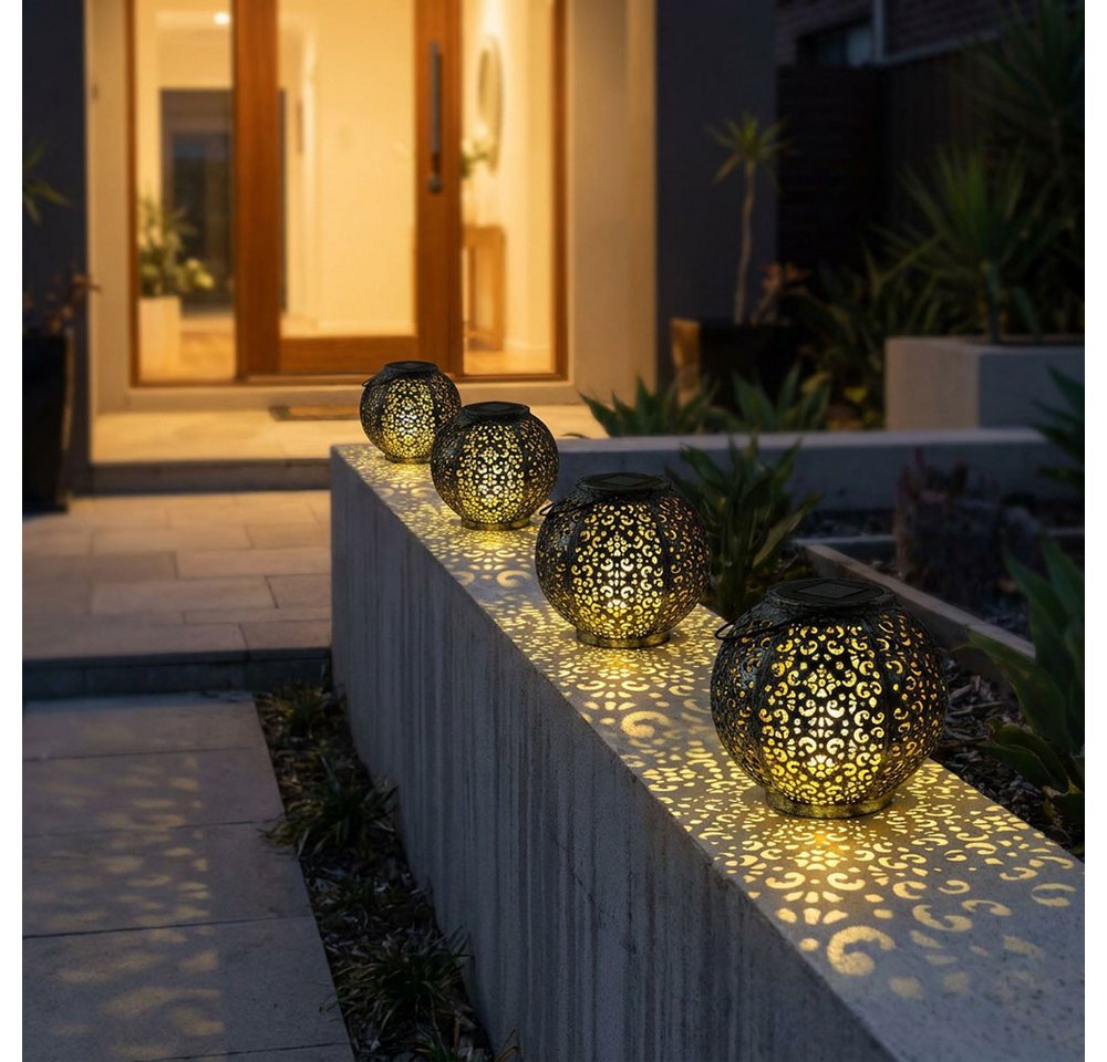 Expo Börse LED Kugelleuchte, Leuchtmittel inklusive, Warmweiß, Solarlampe Hängeleuchte Tischlampe Gartendeko LED orientalisch 3er Set – Bild 3 von 5