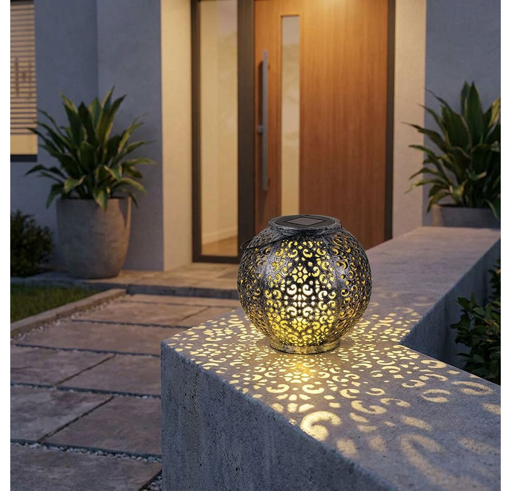 Expo Börse LED Kugelleuchte, Leuchtmittel inklusive, Warmweiß, Solarlampe Hängeleuchte Tischlampe Gartendeko LED orientalisch 3er Set – Bild 5 von 5