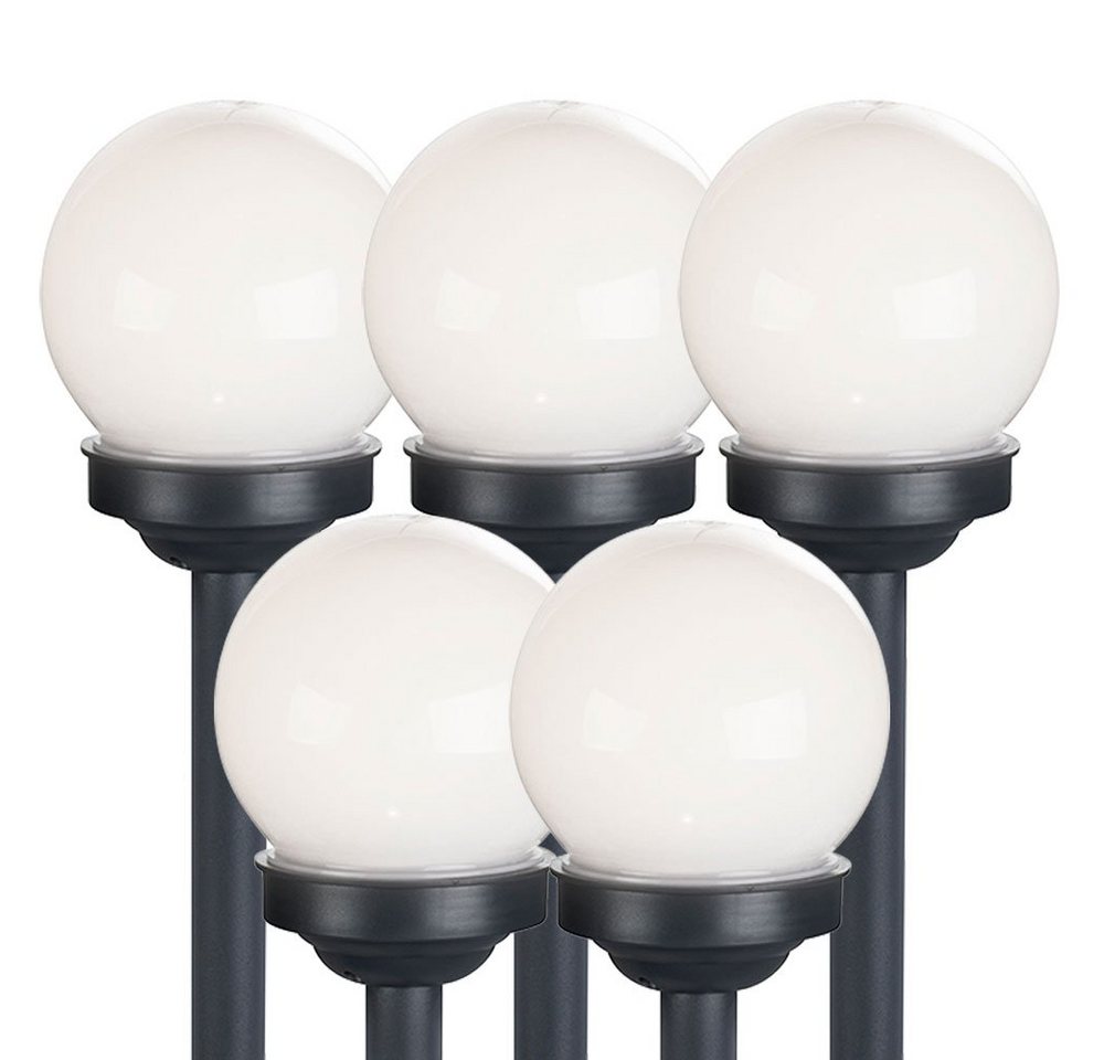 Expo Börse LED Solarleuchte, LED-Leuchtmittel fest verbaut, Kugelleuchte Solar 10 cm Solarleuchte Kugel Garten LED Gartendeko 5x – Bild 2 von 5