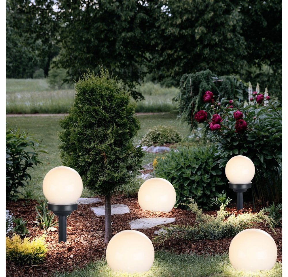 Expo Börse LED Solarleuchte, LED-Leuchtmittel fest verbaut, Kugelleuchte Solar 10 cm Solarleuchte Kugel Garten LED Gartendeko 5x – Bild 4 von 5
