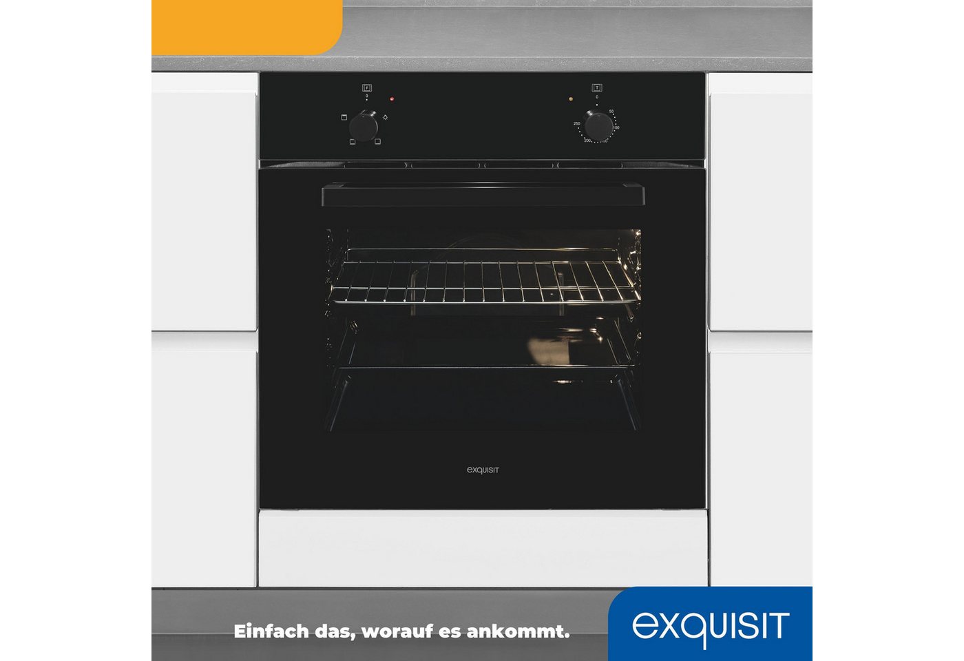 exquisit Backofen EBE255-020 schwarz, Klassisch, einfach kochen&backen mit allem drin:Grill,Licht,Backblech! – Bild 5 von 5