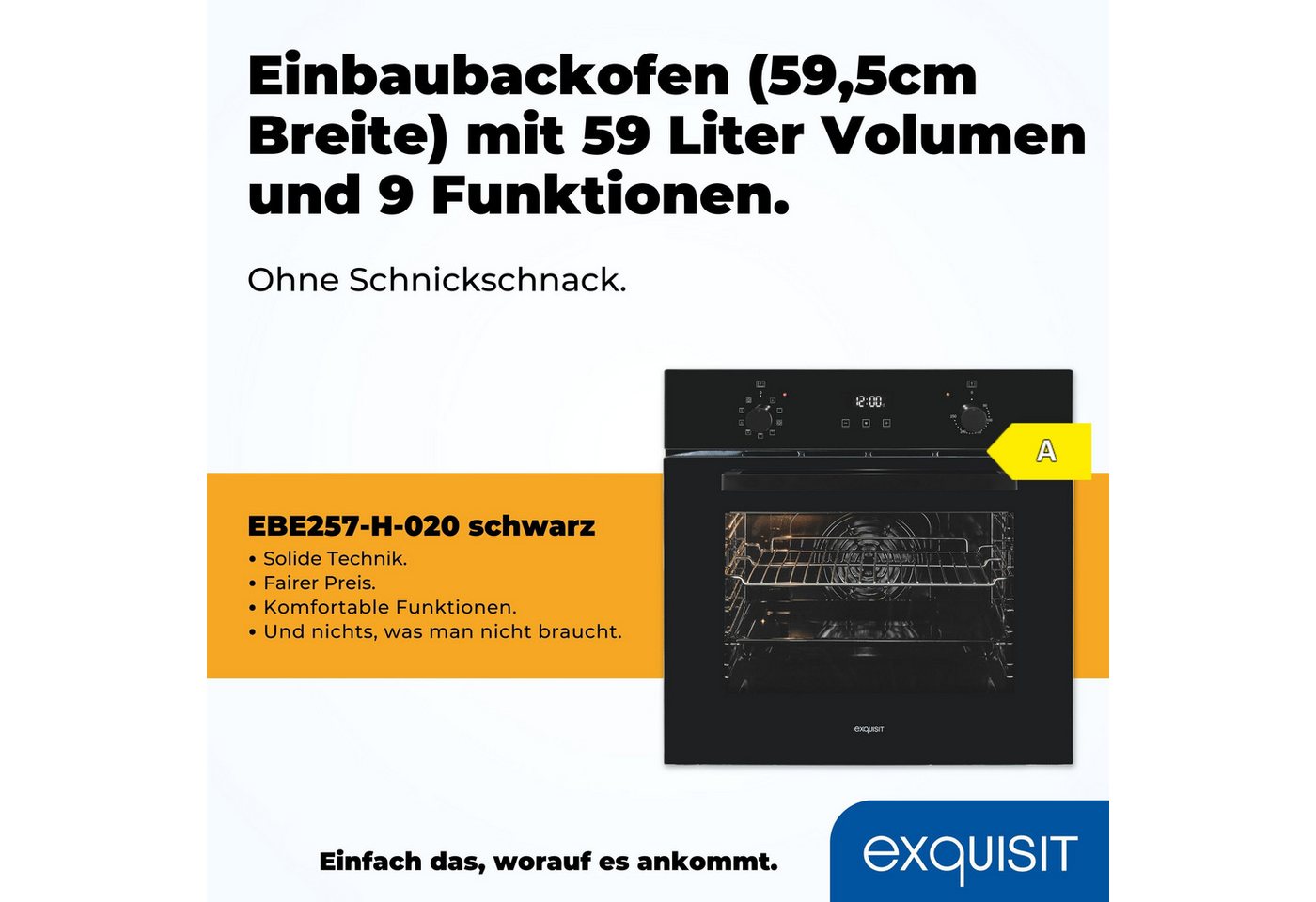 exquisit Backofen EBE257-H-020, Pizzafunktion – ideal für Pizza, Focaccia und mehr! – Bild 4 von 5