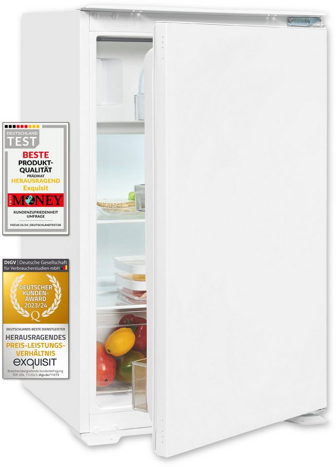 exquisit Einbaukühlschrank EKS131-4-E-040E, 88 cm hoch, 54 cm breit, Schlepptür-Montage: Gerätetür wird mit der Schranktür mitgeschleppt – Bild 2 von 5