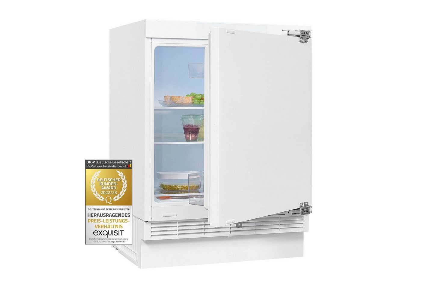 exquisit Einbaukühlschrank UKS140-V-FE-010E, 82,3 cm hoch, 59,5 cm breit, Ideal zum Unterbauen in die Küchenzeile für kleine Küchen, Büroküchen – Bild 3 von 5