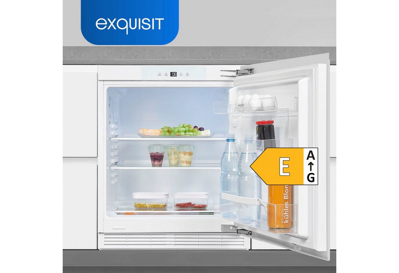 exquisit Einbaukühlschrank UKS140-V-FE-010E, 82,3 cm hoch, 59,5 cm breit, Ideal zum Unterbauen in die Küchenzeile für kleine Küchen, Büroküchen – Bild 4 von 5