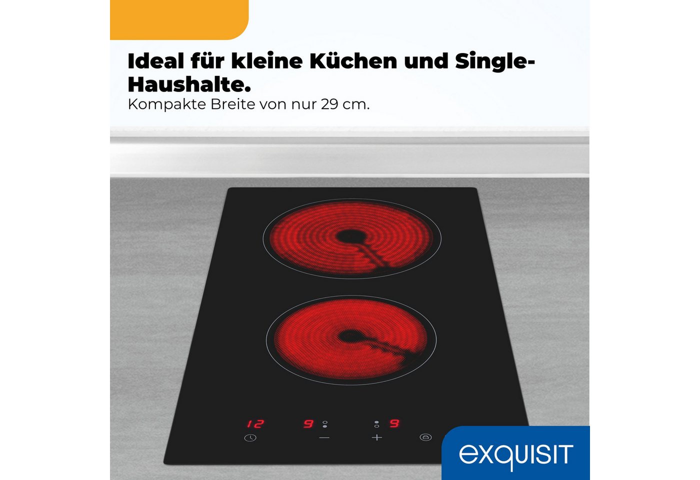 exquisit Elektro-Kochfeld, 3000 W Leistung, Glaskeramik Kochfeld, 120 cm Stromkabel – Bild 3 von 5