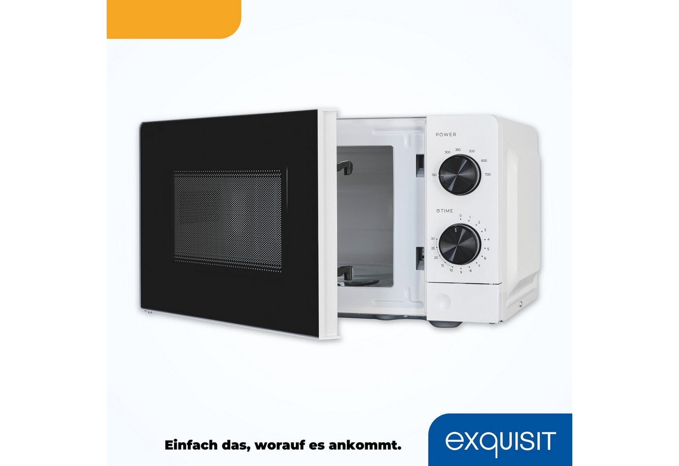 exquisit Mikrowelle, 20,00 l, Aftau Programm, Manuelle Steuerung, Zeitschaltuhr – Bild 5 von 5
