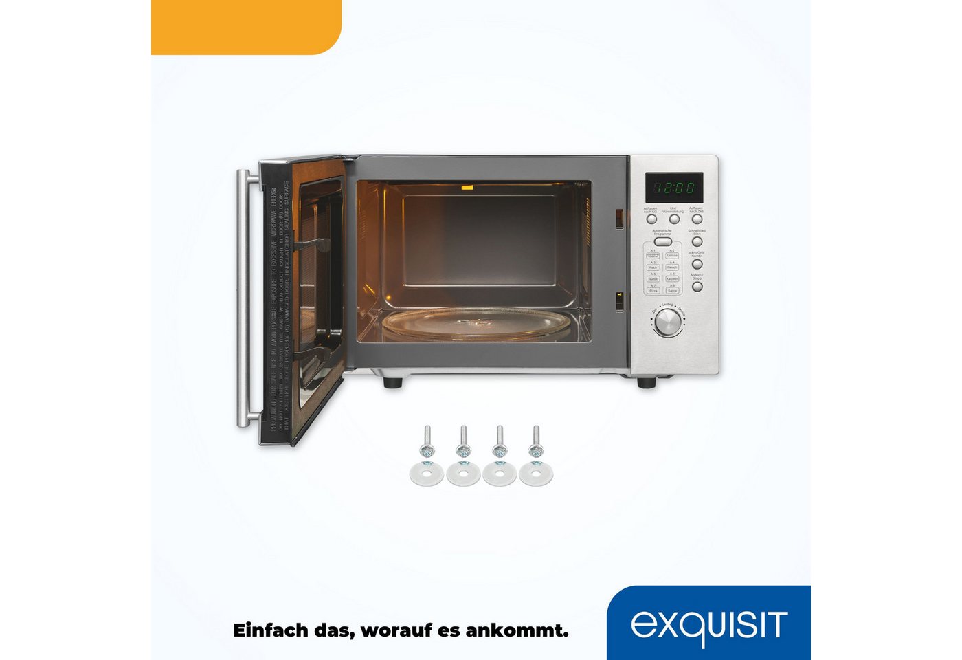 exquisit Mikrowelle, Mikrowelle, Grill, 20,00 l, unterbaufähig, inkl. Grill-Funktion, Drehteller 24,5cm Ø – Bild 5 von 5