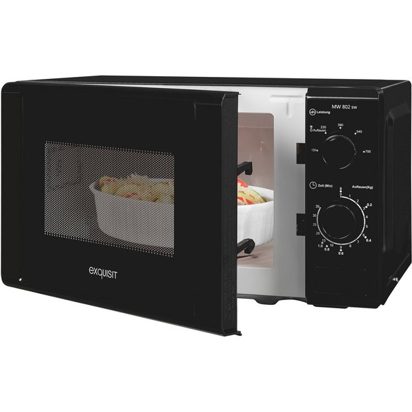 exquisit Mikrowelle MW 802, Mikrowelle, 20,00 l, 20 Liter, 25,5 cm Drehteller, inkl. Timer, einfach Bedienung, 700 Watt
