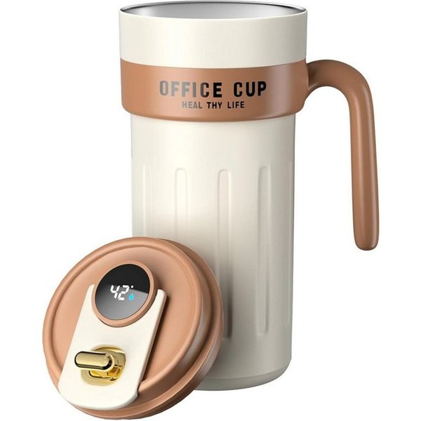 EXTSUD Thermobecher 650ml Kaffeebecher, Digitalanzeige Thermobecher, Edelstahl, 316 Edelstahl Trinkbecher auslaufsicher mit Deckel und Griff