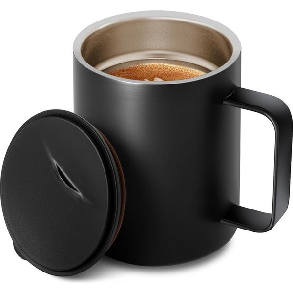 EXTSUD Thermobecher Kaffeebecher 400 ml Thermobecher Campingbecher Camp Mug, 1-tlg., Edelstahl, 316 Edelstahl Teetasse mit Henkel und Schiebedeckel