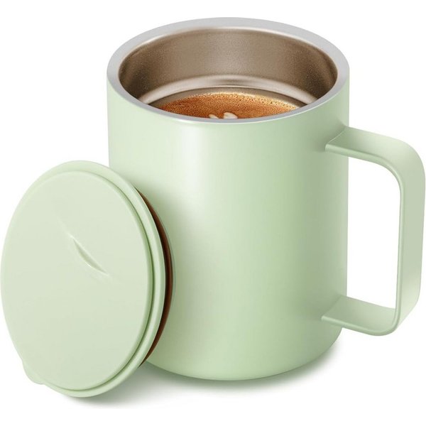 EXTSUD Thermobecher Kaffeebecher 400 ml Thermobecher Campingbecher Camp Mug, 1-tlg., Edelstahl, 316 Edelstahl Teetasse mit Henkel und Schiebedeckel