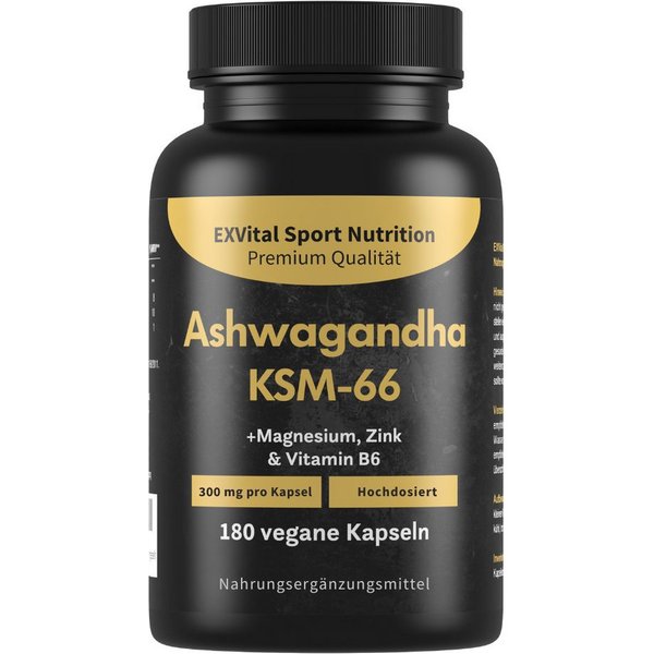 Bio Ashwagandha KSM-66®, 600mg pro Tag, original indische Schlafbeere Kapseln, 135 g