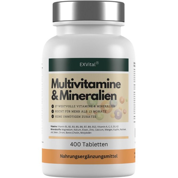 Multivitamin & Mineralien Tabletten, 27 Wirkstoffe, 13 Monate Vorrat Tabletten, 122 g