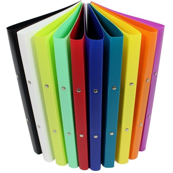 EXXO by HFP Ringbuchmappe 10 Stück Ringbuch A4, aus PP-Folie, Perlfarben, mit 2er Rundringmechanik und selbstklebendem Rückenschild