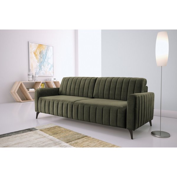 exxpo - sofa fashion 3-Sitzer Grande, Schlafsofa, Dauerschläfer, Microvelours-Bezug, Breite 222cm, mit Bettfunktion und Bettkasten, komfortabler Federkern