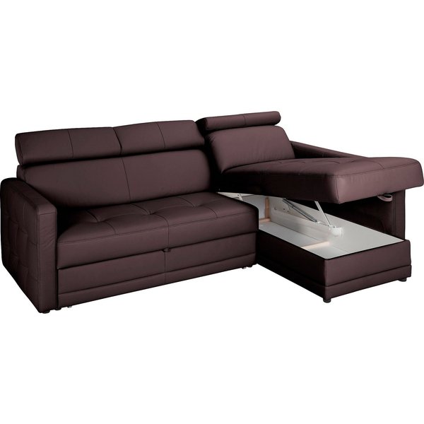 exxpo - sofa fashion Ecksofa Arles, Federkern, zeitlos, Breite 225cm, L-Form, wahlweise mit Bettfunktion und Bettkasten, inkl. Kopfteilverstellung