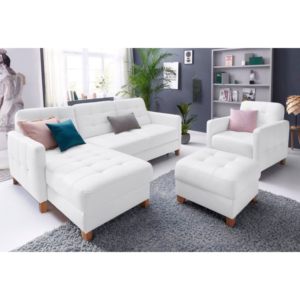 exxpo - sofa fashion Ecksofa Elio, kompakt, bequem & zeitloses Design, Breite 217cm, L-Form, wahlweise mit Bettfunktion