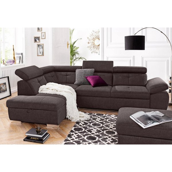 exxpo - sofa fashion Ecksofa Spring, super bequem und komfortabel mit Armteil- und Kopfteilfunktion, wahlweise mit Bettfunktion und Bettkasten, L-Form