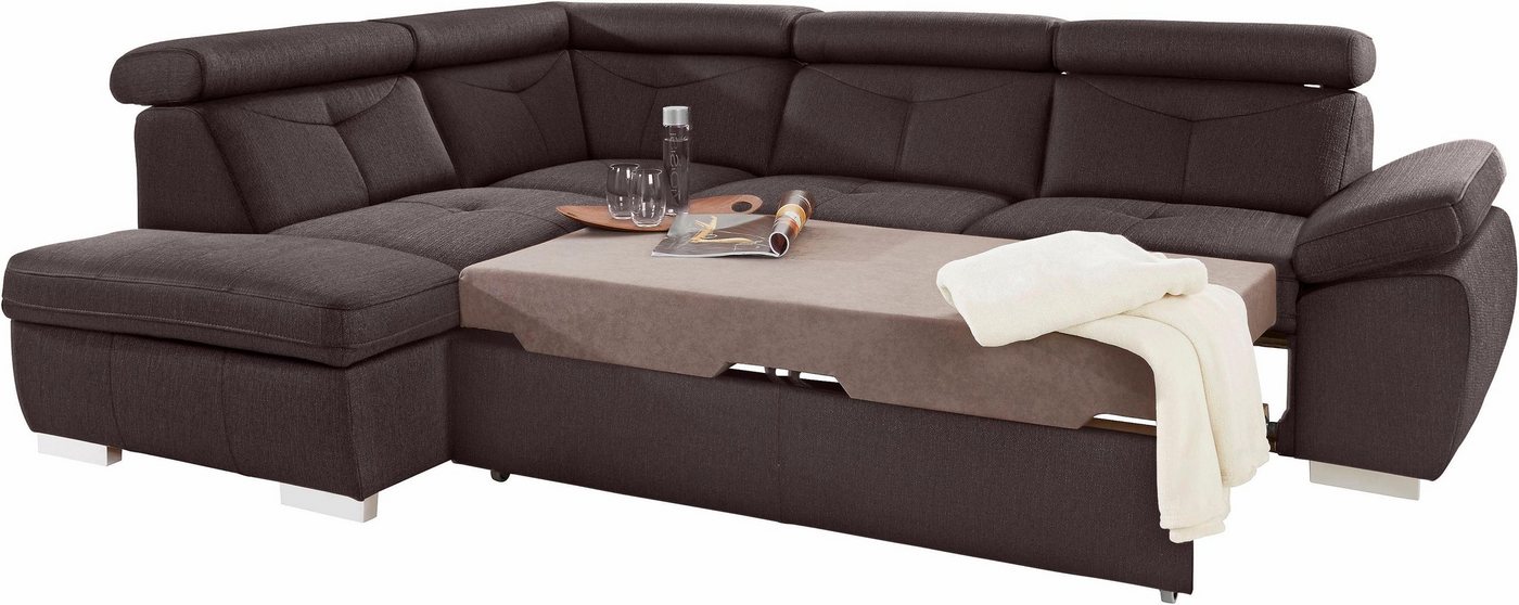 exxpo - sofa fashion Ecksofa Spring, super bequem und komfortabel mit Armteil- und Kopfteilfunktion, wahlweise mit Bettfunktion und Bettkasten, L-Form – Bild 3 von 5